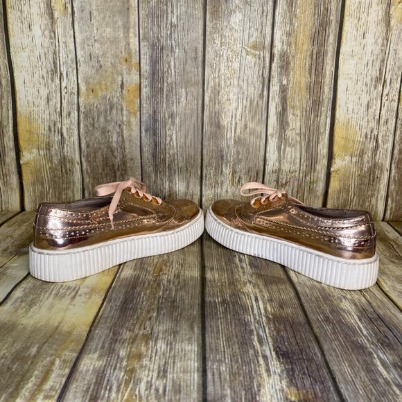 Shellys London Rose Gold Metallic Chunky Sole Oxfords Women's Size 10 - Picture 5 of 9